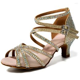Dance Shoes Top Four Latin With Diamonds National Standard Cha Square 5.5cm Heel