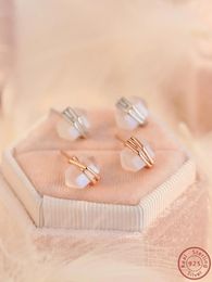 Stud Earrings 2024 Europe And America S925 Sterling Silver Rhombus Moonlight Stone High Quality For Women