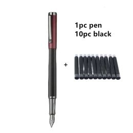1pc Metal Fountain Pen Frosted Red M Nib Stationery Office school supplies Ink Pens 240428
