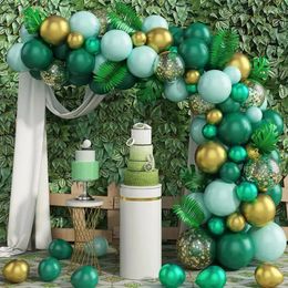 Party Decoration 79Pcs Green Balloons Garland Arch Kit Metallic Confetti Baloons Jungle Safari Supplies Birthday Decor Baby Shower