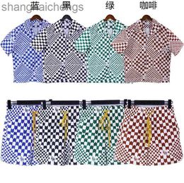 Camisas da moda Rhuder Designer Summer New Alphabet Print Digital Print Loose American Fashion Marca Mens Camisas de mangas curtas de mangas curtas