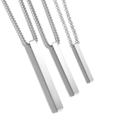 Pendant Necklaces Creative Rectangle Pillar Stainless Steel Necklace For Men Women Wishing Bar Cuboid Stick Punk Jewellery Unisex Neck