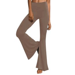 Women's Pants Capris Womens Soft Flare Leg Pants High Waist Wide Leg Palazzo Bell Bottom Sports Pants Flare Trousers Loose Leggings Y240504