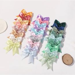 Cute Children Bow Hairpin Summer Sweet Girls bowknot Hair Clips Colour of macaron pastoral style Kids Headwear