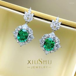 Stud Earrings 925 Silver Female Green Diamonds Elegant Temperament High Carbon Diamond Wedding Jewelry Wholesale