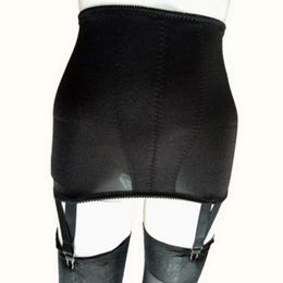 Sexy Women High Waisted Straight Skirt with 4-Metal Buckles Straps Mesh Lingerie Suspender Elastic Garter Belt S-XXL Black White No Sto 260H