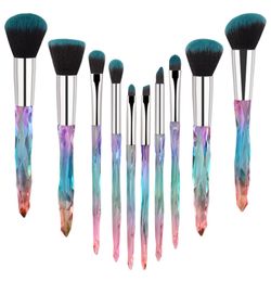 Cosmetic Beauty Tool 10 Pcs Crystal Handle Makeup Brush Sets Premium Synthetic For Foundation Powder Concealers Eye Shadows Make u1119438