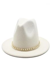 Wide Brim Hats Fashion 18 Colors Men Women Wool Felt Hat Formal Party Jazz Trilby Fedora Tassel Yellow White Pink Panama Cap18361590