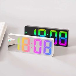 Desk Table Clocks Acrylic Digital Alarm Clock Voice Control Colourful Font Night Mode Table Clock Snooze 12/24H Electronic LED Clocks Alarm Digital