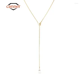 Chains CANNER American Fashion Simple Butterfly Y-shaped Water Drop Ins Style 925 Sterling Silver Ladies Collarbone Necklace Jewerly