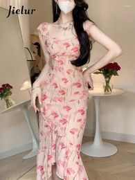 Party Dresses Summer Elegant Retro Floral Midi Dress French Sweet Even Short Sleeve Print Lace One Piece Korean Chic