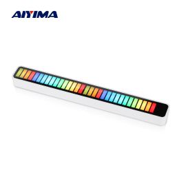 Amplifier AIYIMA Music Spectrum LED Audio Level Indicator Amplifier VU Metre Stereo Voice APP Control RGB For Car Player Atmosphere Lamps