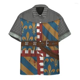 Men's Casual Shirts Templar Armour European Mediaeval Knight 3d Print Street Hip-hop Cosplay Clothing Vintage Crewneck Short Sleeve Funny
