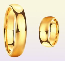 Gold Tungsten Carbide Ring Mens Womens Wedding Band Engagement Rings Polished Domed Comfort Fit Engraving Customising 12779791591793