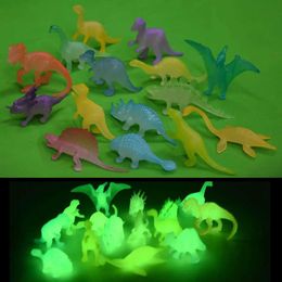 Other Toys 16 pieces/bag Jurassic World Glow in the Dark Dinosaur Block Childrens Action Picture Collectible Model ToyL240502