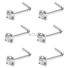 Body Arts 6 stylish stainless steel zircon nasal septum pierced studs 20G mini nose ring earring pierced studs lady body pierced accessori d240503