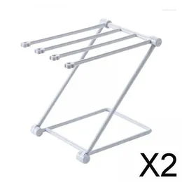 Kitchen Storage 2xSink Rack Holder Foldable Compact For Sponge Brush Dish Cloth Grey