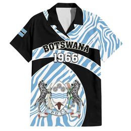Men's Casual Shirts Africa Botswana Map Flag 3D Print Shirts For Men Clothes National Emblem Beach Shirts Patriotic Coat Of Arms Blouses Male Shirt Y240506