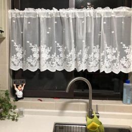 Treatments Lace Wave Short Tulle Half Curtains For Living Room White Floating Sheer Valance Kitchen Door Cafe House Window Drapes Cortina Towel