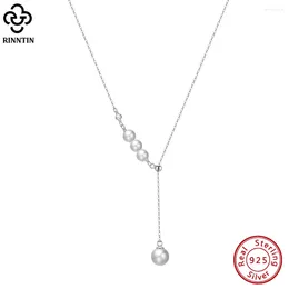 Chains Rinntin 925 Sterling Silver Natural Freshwater Baroque Pearl Necklace With Bead Handmade Pendant Jewellery GPN18