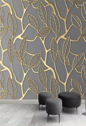 Wallpapers Custom Po Wallpaper For Walls 3D Stereoscopic Golden Tree Leaves Living Room TV Background Wall Mural Creative Paper 3D1687180