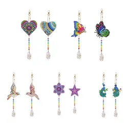 Stitch 2Pcs DIY Diamond Painting Keychain Pendant Crystal Rhinestones Embroidery Keyring Diamond Mosaic Art Crafts Gift for Woman Girl