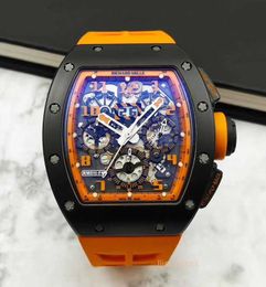 Wristwatch Men's Luxury Watch Mechanical Watch Series RM 011 Orange Ceramic Limited Edition Mens Fashion Leisure Sports Mechanical Watch