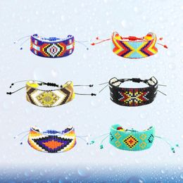 Charm Bracelets 6pcs Colourful Beaded For Women Handcraft Weaving Jewellery Decor Retro Bracelet Decorating(Assorted Pattern)