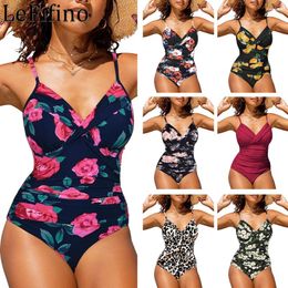 Women's Swimwear Fashion Summer Sexy Leopard Printing Solid Colour One Piece Style Suits Beach Vacation Bikini Spring Sets For Women