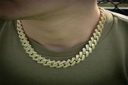 16mm Baguette Prong Cuban Link Chain 14K White Gold Plated Diamond Cubic Zirconia Jewelry 16inch24inch Necklace9293387