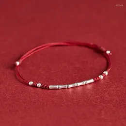 Charm Bracelets Handmade Silver Color Shape Lucky Bangles For Women Men Red Strings Length Adjustable Anklet Jewelry