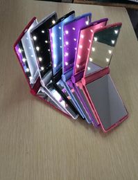 makeup 8 LED Mirror Folding Portable Compact Pocket led Mirror Lights Lamps color randomly DHL 7060207