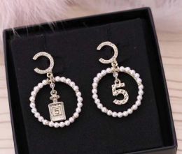 2024 Top quality drop earring with bottle shape and pearl pendant for women wedding jewelry gift and diamond with box free shipping PS3572