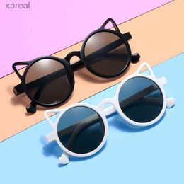 Sunglasses 2023 New Cat Ear shaped Childrens Sunglasses Fashion Personalized Sunglasses UV Protection Cute Baby WX