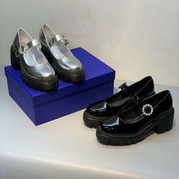 Classic thick sole with Mary Jane shoe upper rhinestone buckle design for early spring 24, versatile and trendy