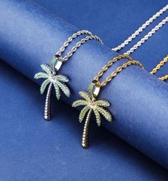 Pendant Necklaces Men039S Iced Out Full Zircon Palm Tree Necklace Hip Hop Coconut For Women Fashion Party Jewelry1297540