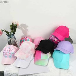 Caps Hats Childrens summer baseball cap high tail cap hollow back cap baby cap boys snapshot cap colorful rainbow sun cap WX