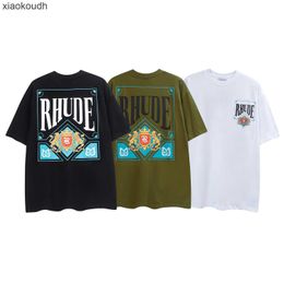 Rhude High end designer clothes for Fashion Card Poker Card Printed Unisex Leisure Round Neck Short Sleeve T-shirt With 1:1 original labels