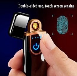 Novelty Electric Touch Sensor Cool Lighter Fingerprint Sensor USB Rechargeable Portable Windproof lighters Smoking Accessoriesv sx7322055
