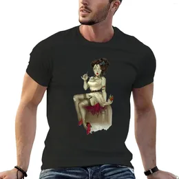 Men's Polos Pin Up Girl Zombie Halloween T-Shirt T-shirts Man Aesthetic Clothes Mens T Shirt Graphic
