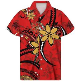 Men's Casual Shirts Polynesia Olive Branch 3D Printed Blouses For Men Clothes Hawaiian New Zealand Graphic Beach Shirts Casual Vacation Button Tops Y240506