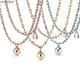 Pendant Necklaces Memnon Jewelry 925 Sterling Silver European style round ball lock necklaces For Women Pendant U-shaped Chain Necklace Gift to Lovers Wholesale