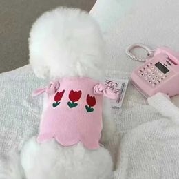 Dog Apparel Cute Tulip Camisole Clothes Vest Puppy Cat Pet Teddy Maltese Yorkshire Small Spring Summer Clothing H240506