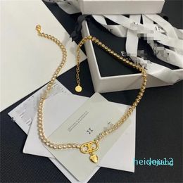 Pendant Necklaces Plated Brass Copper Necklace Women Designer Necklaces Choker Letter Pendant Chain Crystal Statement Wedding Jewelry