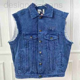 Women's Vests designer Early spring new Miu Nanyou Gaoding Korean style girl functional fashionable flip collar corduroy jacket denim vest G11Y