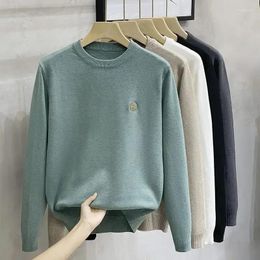 Men's Sweaters Man Clothes Solid Color White Plain Pullovers Knitted For Men Round Collar Crewneck Warm Winter 2024 Classic Old Heated