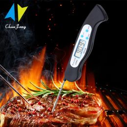 Grills Foldable Food Thermometer Digital Kitchen Food Cooking Tool BBQ Meat Fork BBQ Grill Probe Temperature Gauge With Battery TP108
