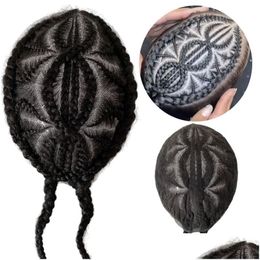 Mens Childrens Wigs Selling Productsmalaysian Virgin Human Hair Systems Double 8 Corn Braids Toupee 8X10 Fl Lace Units For Black Men D Dhqkb