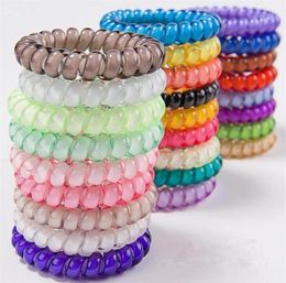 25pcs 25 Colours 5 cm High Quality Telephone Wire Cord Gum Hair Tie Girls Elastic Hair Band Ring Rope Candy Colour Bracelet Stretchy3868670