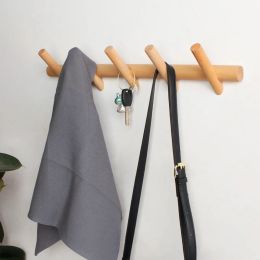 Stickers Modern Wall Mounted Beech Coat Rack Stand Hat Towel Hanger Wooden Hooks Robe Racks Pegs for Bedroom Clothes Entryway Furniture